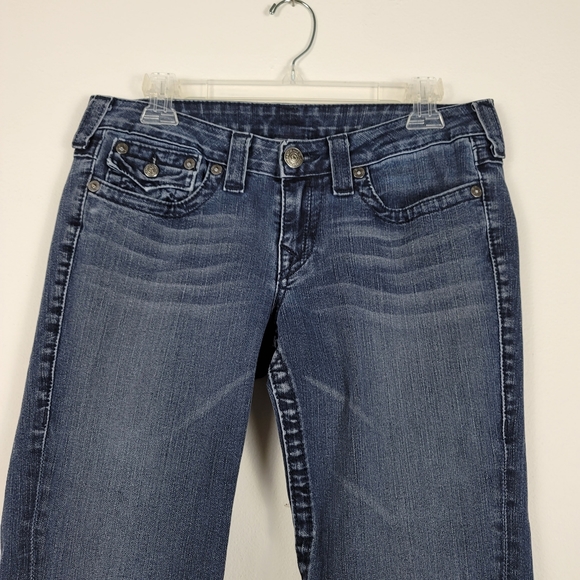 True Religion Size 31 bell bottom cotton blend blue jeans - Picture 3 of 9